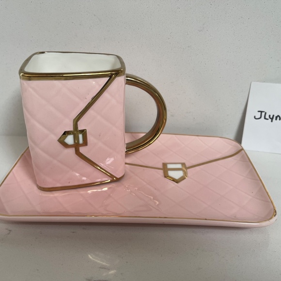 NEW Pink Gold Purse Cup & Plate, PINK Mom day Gift Purse plate - Picture 4 of 4
